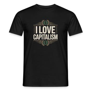 I Love Capitalism Entrepreneurs Stocks Capitalism - Men's T-Shirt - black - Front - AI Model Male 178 light (178cm)