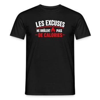 Excuses Ne Brûlent Pas Calories - T-shirt homme - noir - Devant - AI Model Male 178 light (178cm)