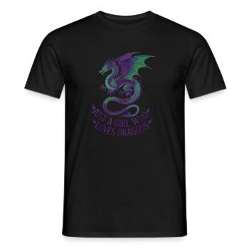 Drachenliebe: Mädchen Motiv - Männer T-Shirt - Schwarz - Vorne - AI Model Male 178 light (178cm)