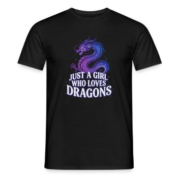 Drachenliebe: Girl liebt Drachen - Männer T-Shirt - Schwarz - Vorne - AI Model Male 178 light (178cm)