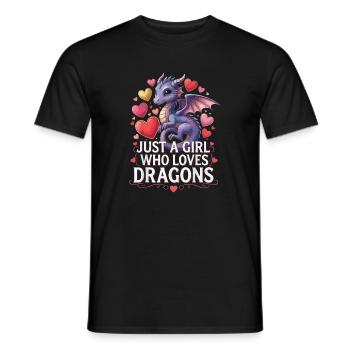 Drachenliebendes Mädchen - Männer T-Shirt - Schwarz - Vorne - AI Model Male 178 light (178cm)