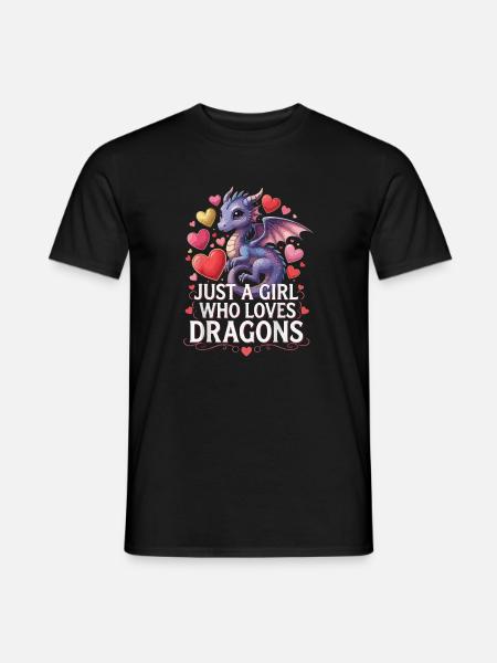 Drachenliebendes Mädchen - Männer T-Shirt - Schwarz