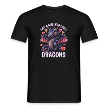 Nur ein Mädchen liebt Drachen - Männer T-Shirt - Schwarz - Vorne - AI Model Male 178 light (178cm)