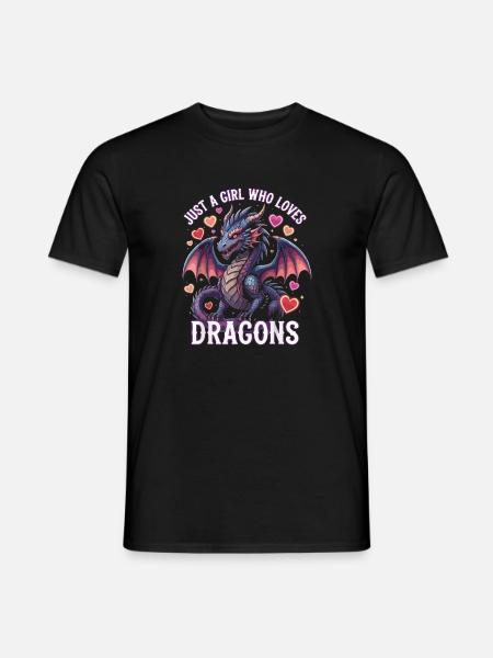 Nur ein Mädchen liebt Drachen - Männer T-Shirt - Schwarz