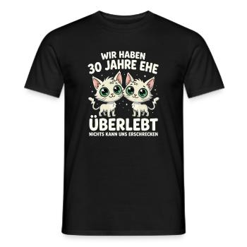 Katzen Duo: 30 Jahre Ehe - Männer T-Shirt - Schwarz - Vorne - AI Model Male 178 light (178cm)