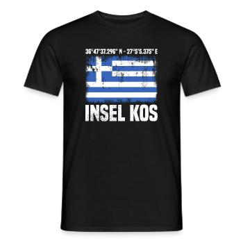 Insel Kos Koordinaten - Männer T-Shirt - Schwarz - Vorne - AI Model Male 178 light (178cm)