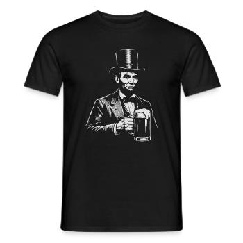 Abraham Lincoln trinkt Bier - Männer T-Shirt - Schwarz - Vorne - AI Model Male 178 light (178cm)