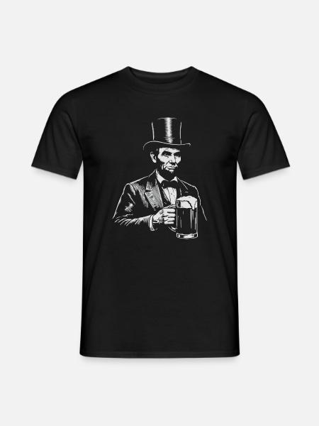 Abraham Lincoln trinkt Bier - Männer T-Shirt - Schwarz