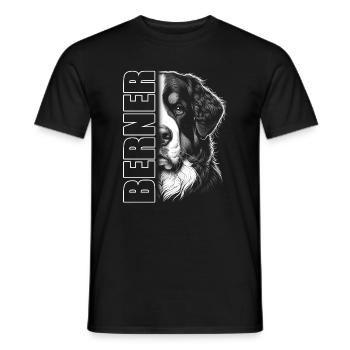Berner Sennenhund Porträt mit Schriftzug - Männer T-Shirt - Schwarz - Vorne - AI Model Male 178 light (178cm)