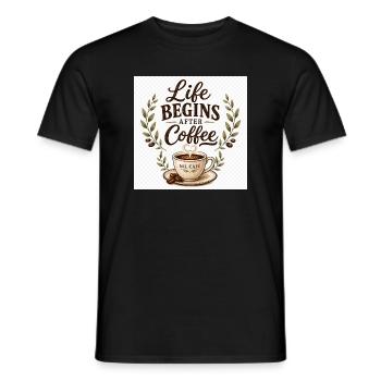 Life_Begins_After_Coffee.png - Männer T-Shirt - Schwarz - Vorne - AI Model Male 178 light (178cm)