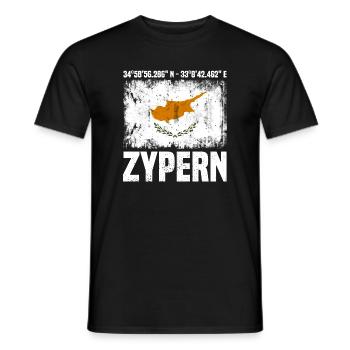 Zypern Koordinaten - Männer T-Shirt - Schwarz - Vorne - AI Model Male 178 light (178cm)