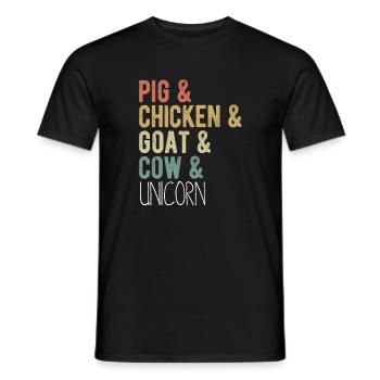 Ferme drôle de cochons, poulets, chèvres, vaches, licornes - T-shirt homme - noir - Devant - AI Model Male 178 light (178cm)