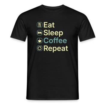 Essen Schlaf Kaffee Wiederholen Lustiges Kaffee-Liebhaber-Geschenk - Männer T-Shirt - Schwarz - Vorne - AI Model Male 178 light (178cm)