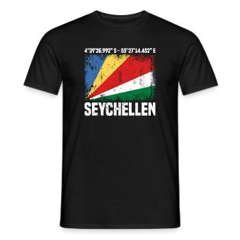 Seychellen Koordinaten - Männer T-Shirt - Schwarz - Vorne - AI Model Male 178 light (178cm)