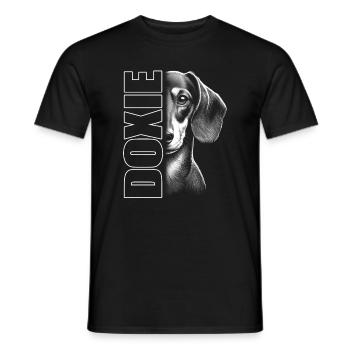 Dackel Porträt mit Schriftzug - Männer T-Shirt - Schwarz - Vorne - AI Model Male 178 light (178cm)