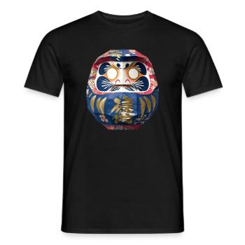Bunter Daruma mit Blumenmuster Origami Daruma - Männer T-Shirt - Schwarz - Vorne - AI Model Male 178 light (178cm)