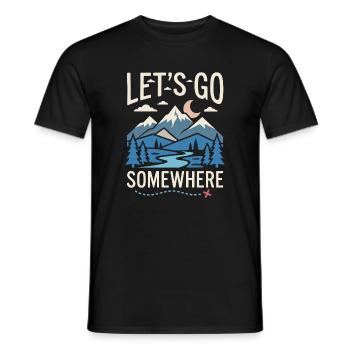 Hiking - Outdoor Adventure - Let's Go Somewhere - Men's T-Shirt - black - Front - AI Model Male 178 light (178cm)
