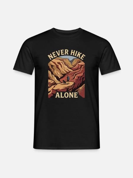 Mountains - Never Hike Alone - Men's T-Shirt - black