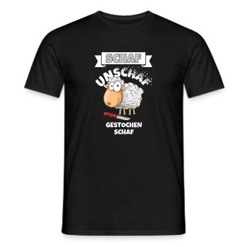 Schaf Unschaf Gestochen Schaf Wortspiel - Männer T-Shirt - Schwarz - Vorne - AI Model Male 178 light (178cm)