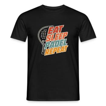 Essen, schlafen, Padel wiederholen, lustige Padelspieler-Sportarten - Männer T-Shirt - Schwarz - Vorne - AI Model Male 178 light (178cm)