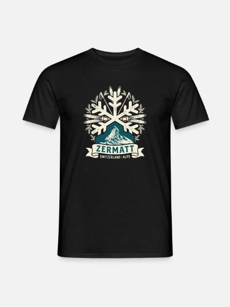 Alpi svizzere di Zermatt d'epoca - T-shirt uomo - nero