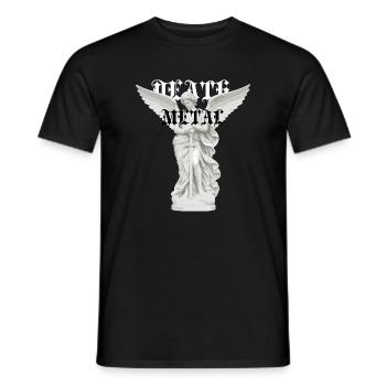 Metalltypografie der geflügelten Engelsstatue - Männer T-Shirt - Schwarz - Vorne - AI Model Male 178 light (178cm)