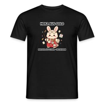 Herz aus Gold Nerven aus Stahl - Erzieherin Hase - Männer T-Shirt - Schwarz - Vorne - AI Model Male 178 light (178cm)