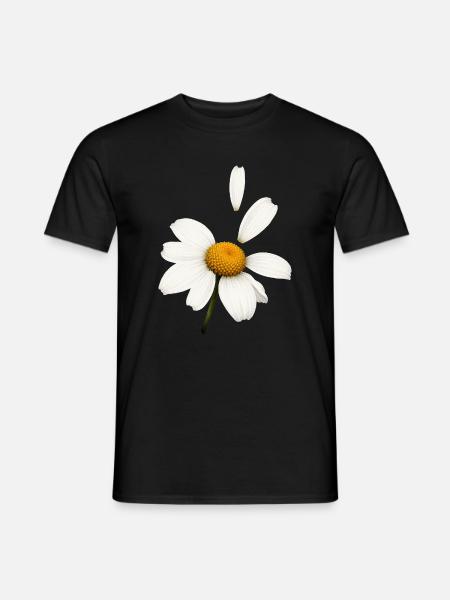 Margerite mit fliegenden Blütenblättern Design - Männer T-Shirt - Schwarz