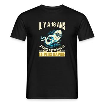 Anniversaire 18 Ans Humour Le Plus Rapide - T-shirt homme - noir - Devant - AI Model Male 178 light (178cm)