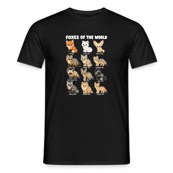  Füchse Der Welt Wildtierdiagramm Roter Polarfuchs - Männer T-Shirt - Schwarz - Vorne - AI Model Male 178 light (178cm)