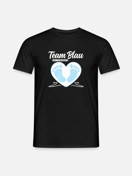 Team Blau hat gewonnen - Geschlecht Mitteilen - Männer T-Shirt - Schwarz
