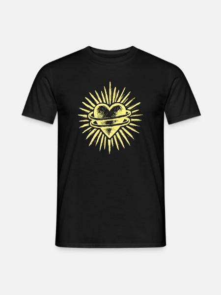 Herzsonne Strahlendes Herz - Männer T-Shirt - Schwarz