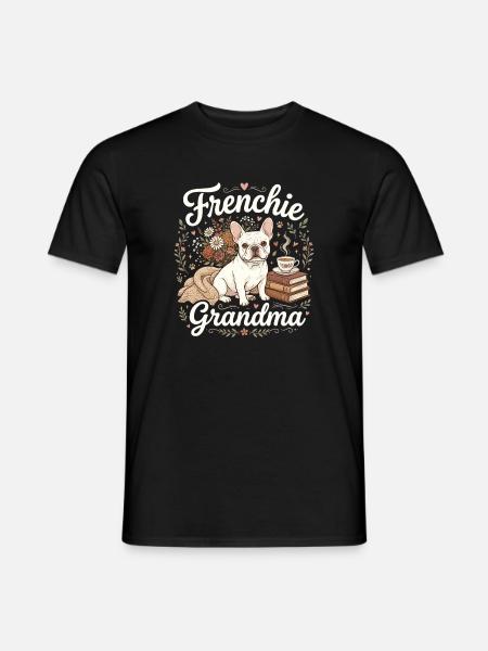 Frenchie Grandma Florale Wärme - Männer T-Shirt - Schwarz