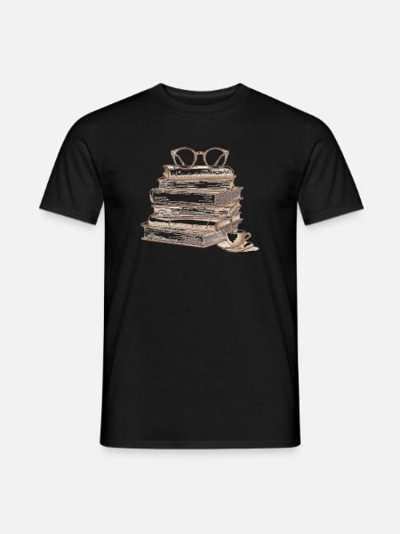 Stack of books with glasses - Men's T-Shirt - black