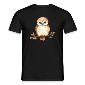 Aquarell Eule auf Ast - Männer T-Shirt - Schwarz - Vorne - AI Model Male 178 light (178cm)