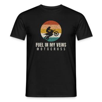 Fuel In My Veins Retro Motocross - Männer T-Shirt - Schwarz - Vorne - AI Model Male 178 light (178cm)