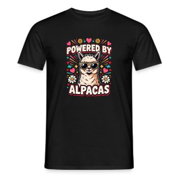 Powered By Alpacas Alpaka Fan Lama Liebhaber - Männer T-Shirt - Schwarz - Vorne - AI Model Male 178 light (178cm)