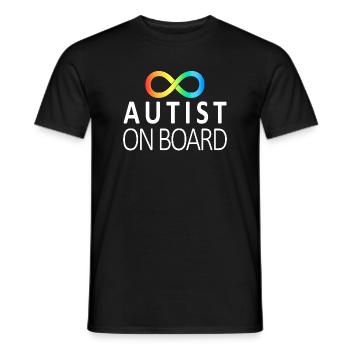 Autist on Board: Neurodiversitäts-Aufkleber - Männer T-Shirt - Schwarz - Vorne - AI Model Male 178 light (178cm)