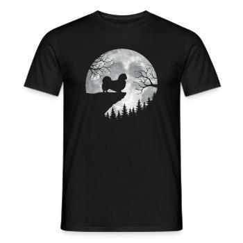 Pleine lune pékinoise - Chien de Péke Maman Papa Chien de poche - T-shirt homme - noir - Devant - AI Model Male 178 light (178cm)