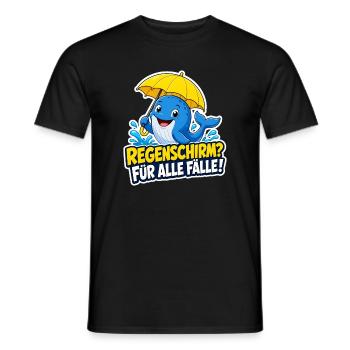 Wal mit Regenschirm für alle Fälle Regen Humor - Männer T-Shirt - Schwarz - Vorne - AI Model Male 178 light (178cm)
