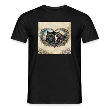 Clockwork Wolf's Heart - Men's T-Shirt - black - Front - AI Model Male 178 light (178cm)
