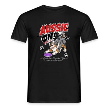 Aussie On! Australian Shepherd - Men's T-Shirt - black - Front - AI Model Male 178 light (178cm)