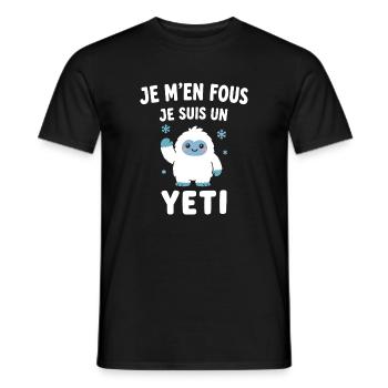 Je m'en fous, je suis Yéti - T-shirt homme - noir - Devant - AI Model Male 178 light (178cm)