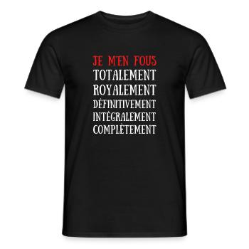 Je M'en Fous Totalement .. Complétement - T-shirt homme - noir - Devant - AI Model Male 178 light (178cm)