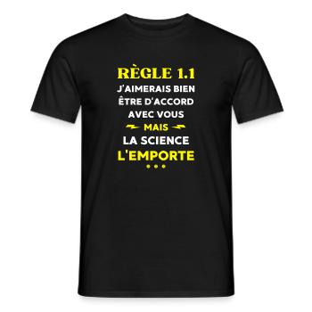 J'aimerais bien être d'accord mais la science  - T-shirt homme - noir - Devant - AI Model Male 178 light (178cm)