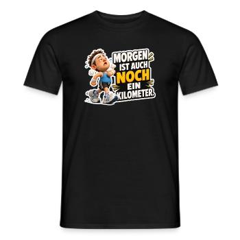 Laufen Spruch Morgen ist noch ein Kilometer Humor - Männer T-Shirt - Schwarz - Vorne - AI Model Male 178 light (178cm)