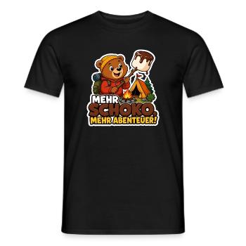 Comic Bär mit Schoko Abenteuer am Lagerfeuer - Männer T-Shirt - Schwarz - Vorne - AI Model Male 178 light (178cm)