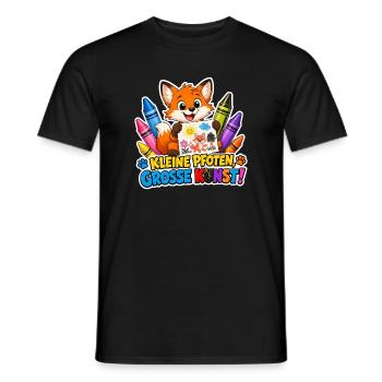 Comic Fuchs kleine Pfoten ganz grosse Kunst Motiv - Männer T-Shirt - Schwarz - Vorne - AI Model Male 178 light (178cm)