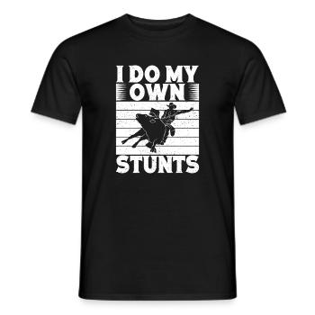 Rodeo Horse Riding I Do My Own Stunts Cowboy - Men's T-Shirt - black - Front - AI Model Male 178 light (178cm)