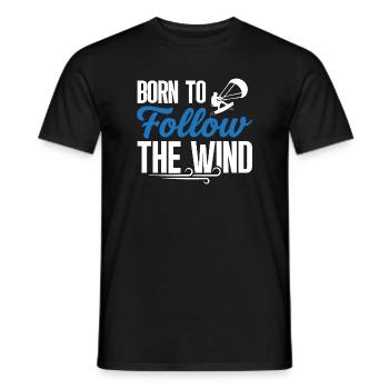 Follow – Kitesurfing T-Shirt - Männer T-Shirt - Schwarz - Vorne - AI Model Male 178 light (178cm)